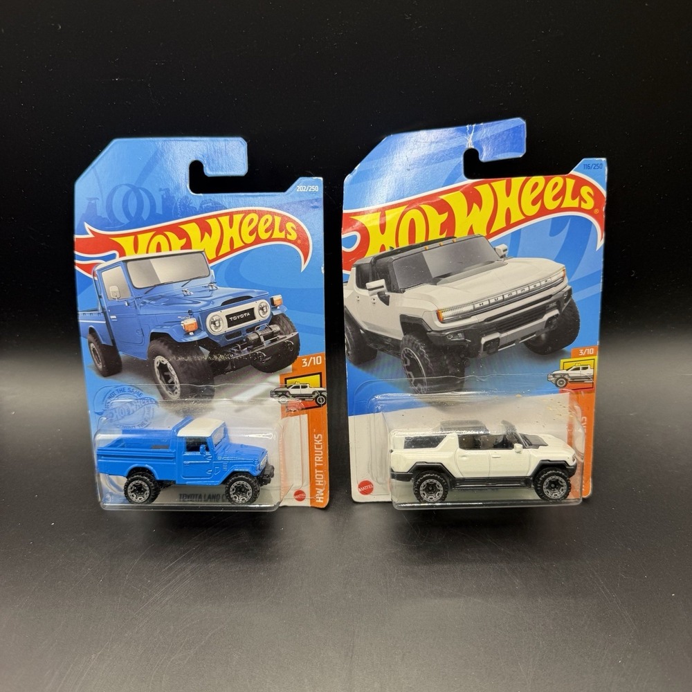 Hot Wheels HW Hot Trucks Toyota Land Cruiser FJ45 Pickup, GMC Hummer EV